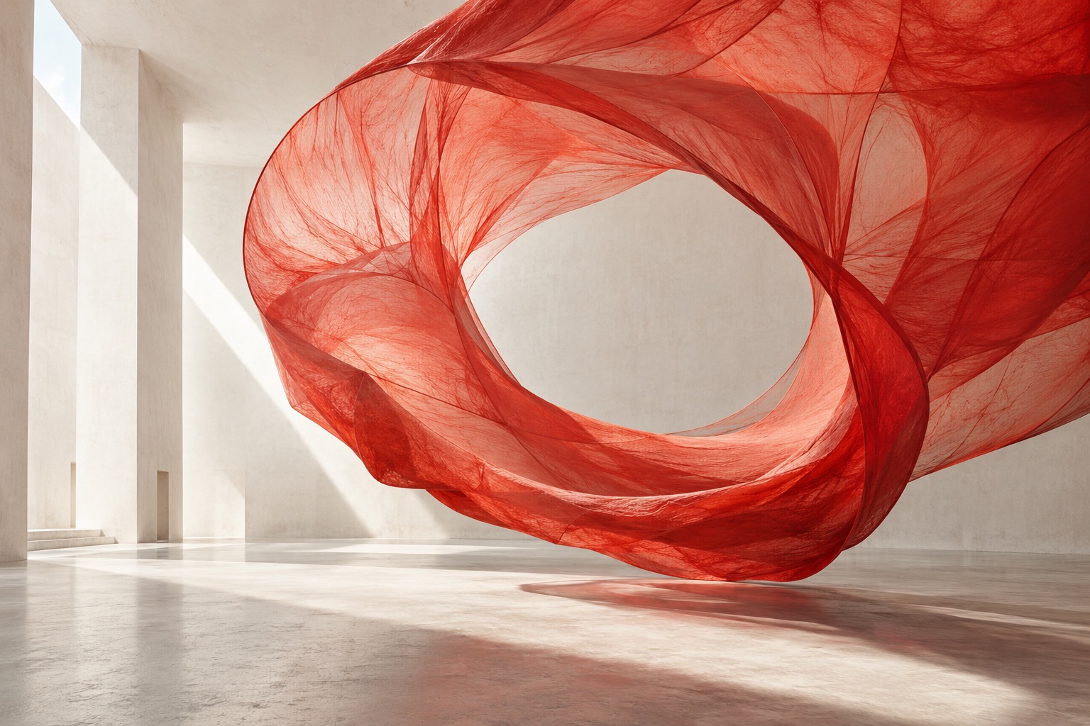 A delicate sculptural study in silk, used as concept artwork for a film in development.